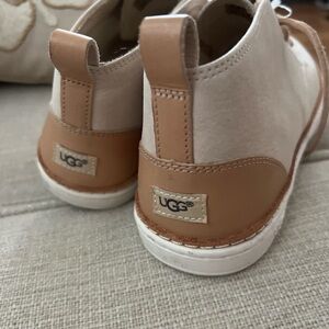 UGG Beige and Tan Leather hi-Top Sneakers